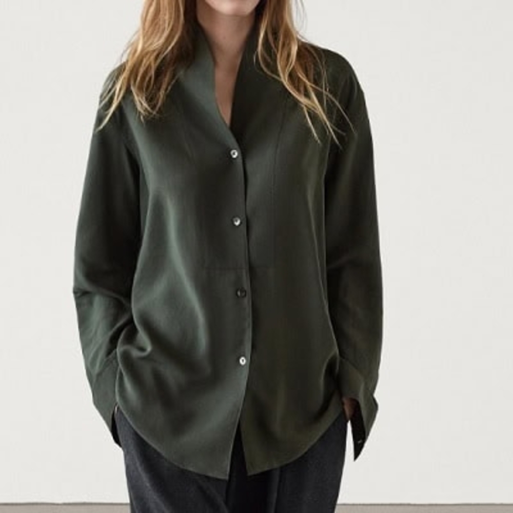Massimo Dutti Forest Green Button Down Shirt